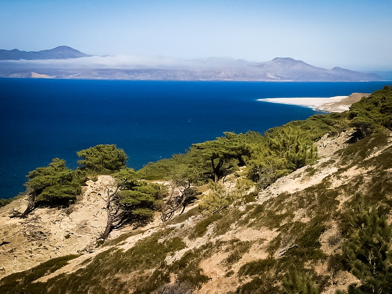 Hiking trail on Santa Rosa Island overlooking Santa Cruz Island.