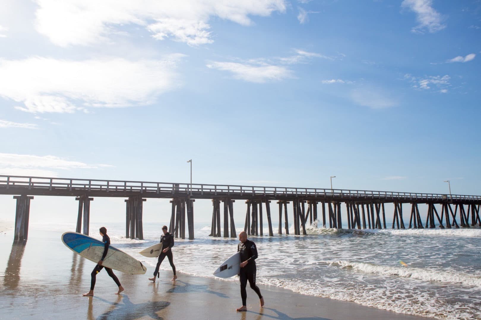 Family surfing on Father's Day on the Ventura County Coast.