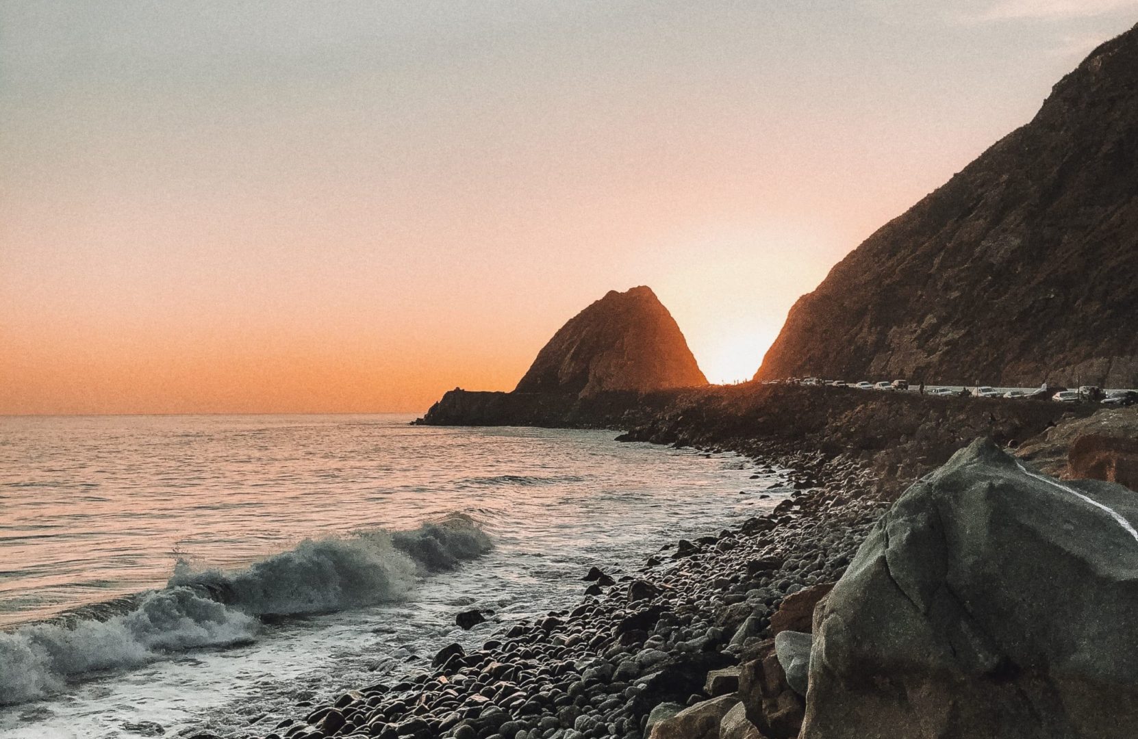 Mugu Rock on Pacific Coast Highway is the Gateway to Ventura County Coast and the City of Camarillo California.