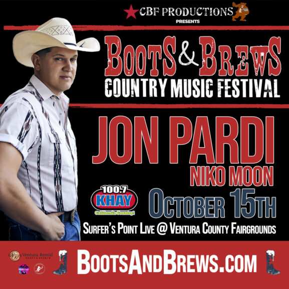 Jon Pardi, Niko Moon to perform live in Ventura at the Boots & Brews Country Music Festival on October 15, 2023