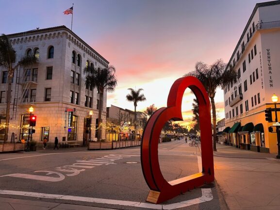 Sunset on Main Street in Downtown Ventura California
